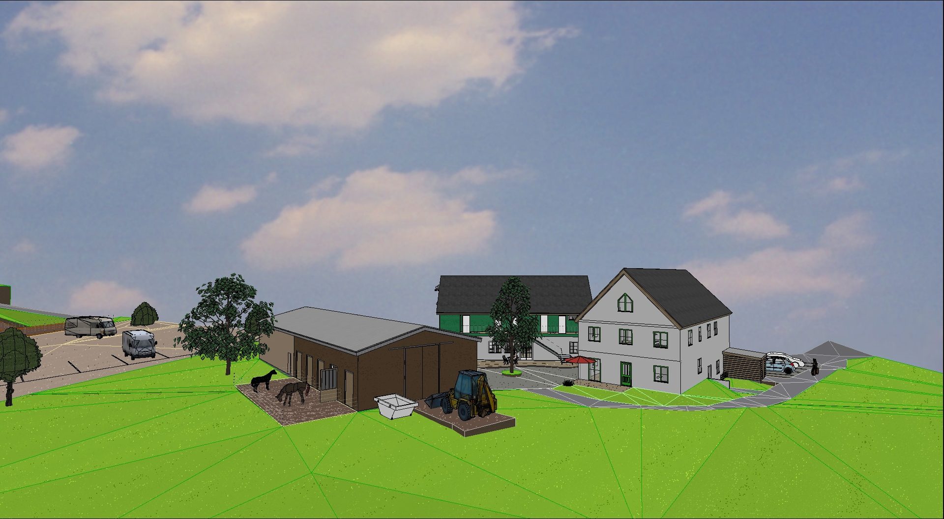 Visualisierung des geplanten Ferienerlebnishofs in Beiersdorf von Nordwesten