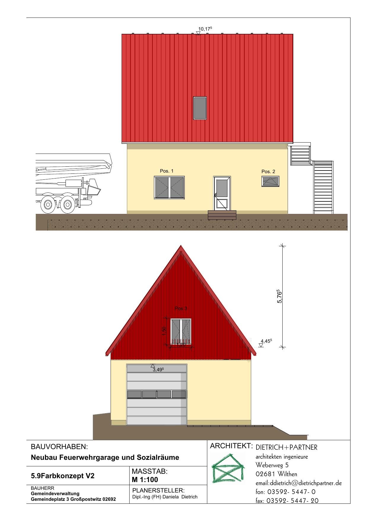 Farbkonzept Variante 2 für das Feuerwehrgerätehaus Rascha