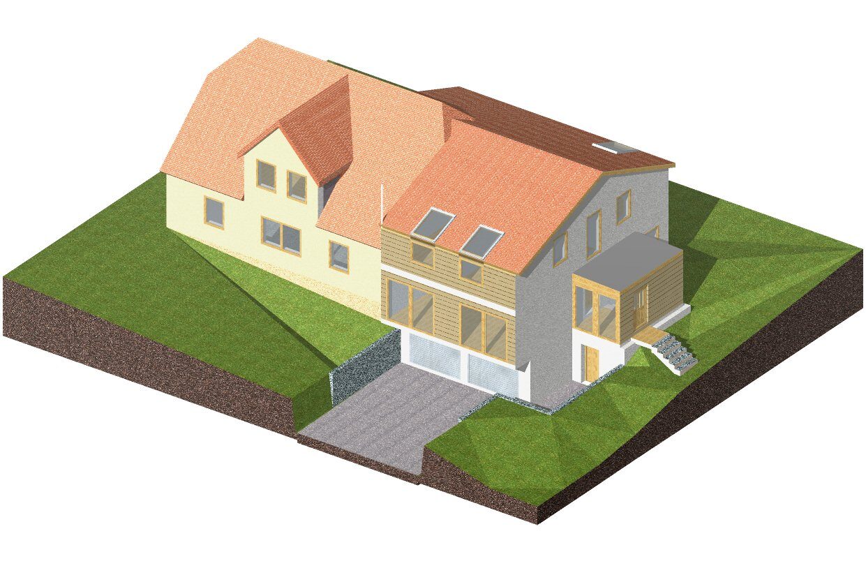 Digitales 3D-Arbeitsmodell eines Wohnhauses aus unserer Planung